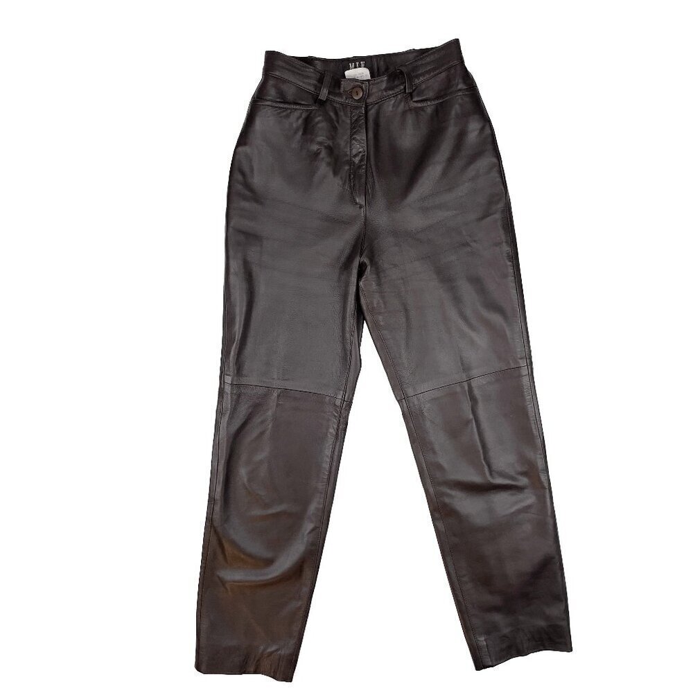 MIX VTG Lamb Brown 100% Leather‎ Chocolate Pants Academia Preppy Size 5